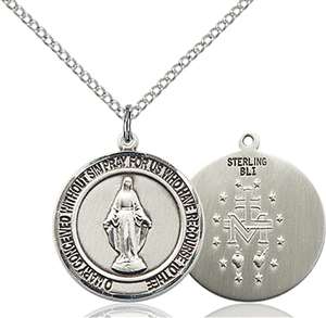 Miraculous Medal<br/>8078 Round, Sterling Silver
