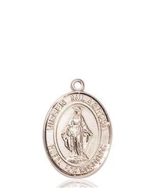 Virgen Milagrosa Medal<br/>8078 Spanish, Oval, 14kt Gold
