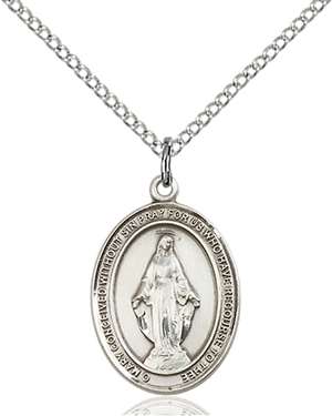 Miraculous Medal<br/>8078 Oval, Sterling Silver