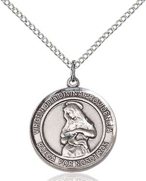 Virgen Divina Providencia Medal<br/>8087 Spanish, Round, Sterling Silver