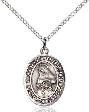 Virgen de la Divina Medal<br/>8087 Spanish, Oval, Sterling Silver