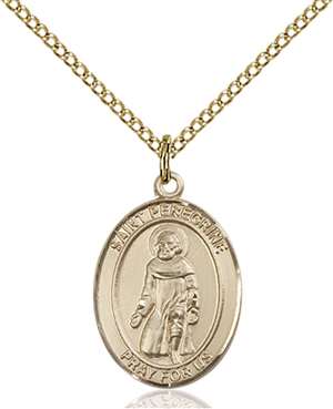 St. Peregrine Laziosi Medal<br/>8088 Oval, Gold Filled