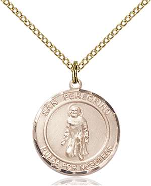 San Peregrino Medal<br/>8088 Spanish, Round, Gold Filled