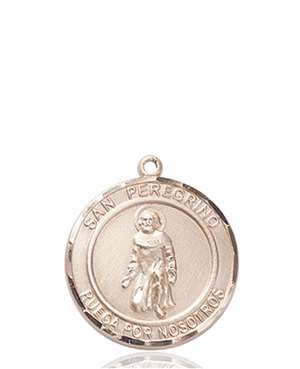 San Peregrino Medal<br/>8088 Spanish, Round, 14kt Gold