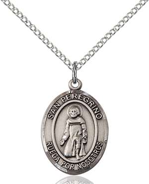 San Peregrino Medal<br/>8088 Spanish, Oval, Sterling Silver