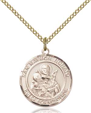 San Raymon Nonato Medal<br/>8091 Spanish, Round, Gold Filled