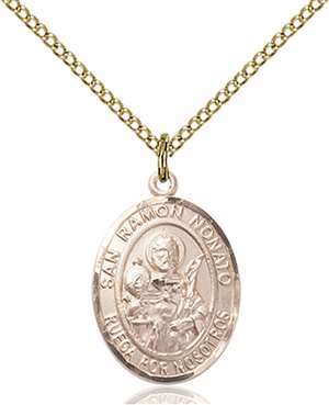 San Raymon Nonato Medal<br/>8091 Spanish, Oval, Gold Filled