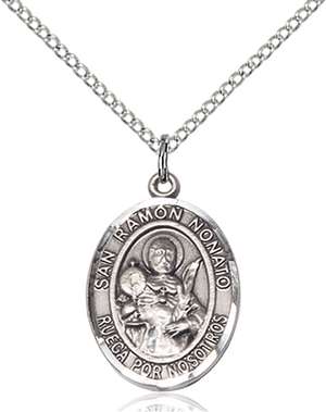 San Raymon Nonato Medal<br/>8091 Spanish, Oval, Sterling Silver