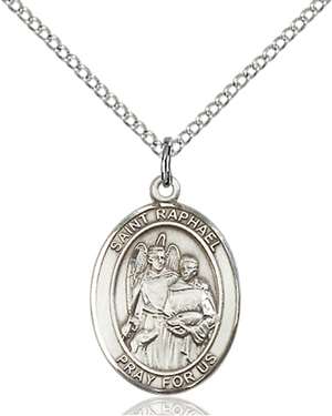 St. Raphael the Archangel Medal<br/>8092 Oval, Sterling Silver