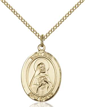 St. Rita of Cascia Medal<br/>8094 Oval, Gold Filled