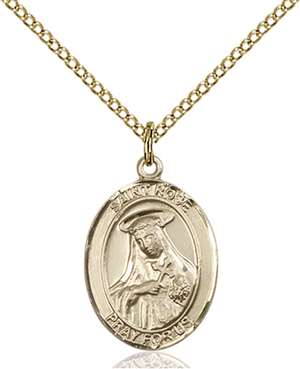 St. Rose of Lima Medal<br/>8095 Oval, Gold Filled