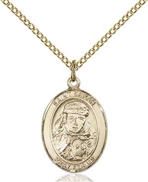 St. Sarah Medal<br/>8097 Oval, Gold Filled