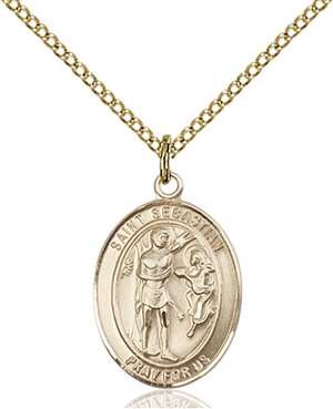 St. Sebastian Medal<br/>8100 Oval, Gold Filled