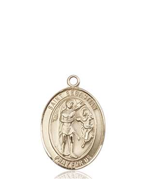 St. Sebastian Medal<br/>8100 Oval, 14kt Gold