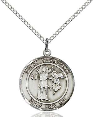 St. Sebastian Medal<br/>8100 Round, Sterling Silver
