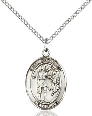 St. Sebastian Medal<br/>8100 Oval, Sterling Silver