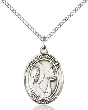 Our Lady Star of the Sea Medal<br/>8101 Oval, Sterling Silver
