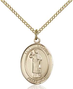 St. Stephen the Martyr Medal<br/>8104 Oval, Gold Filled