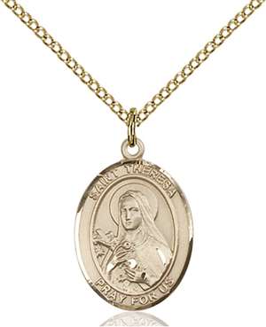 St. Theresa Medal<br/>8106 Oval, Gold Filled