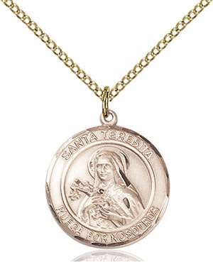 Santa Teresita Medal<br/>8106 Spanish, Round, Gold Filled