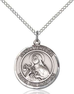 Santa Teresita Medal<br/>8106 Spanish, Round, Sterling Silver