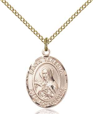 Santa Teresita Medal<br/>8106 Spanish, Oval, Gold Filled