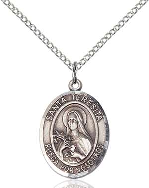 Santa Teresita Medal<br/>8106 Spanish, Oval, Sterling Silver