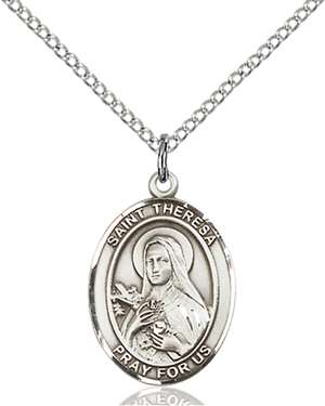 St. Theresa Medal<br/>8106 Oval, Sterling Silver
