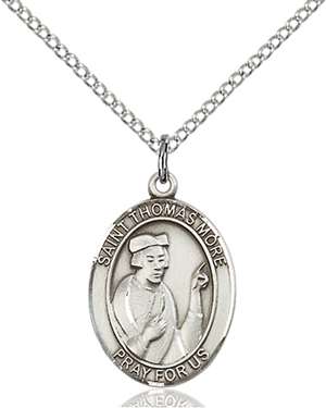 St. Thomas More Medal<br/>8109 Oval, Sterling Silver