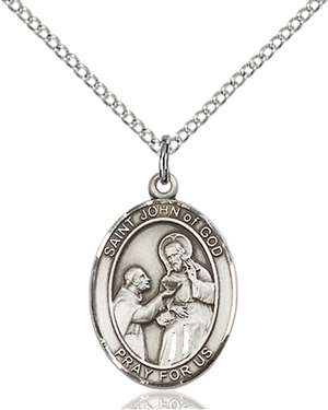 St. John of God Medal<br/>8112 Oval, Sterling Silver