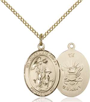 Guardian Angel / Navy Medal<br/>8118 Oval, Gold Filled