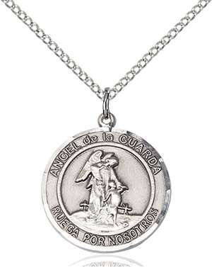 Angel de la Guardia Medal<br/>8118 Spanish, Round, Sterling Silver