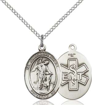 Guardian Angel / Emt Medal<br/>8118 Oval, Sterling Silver