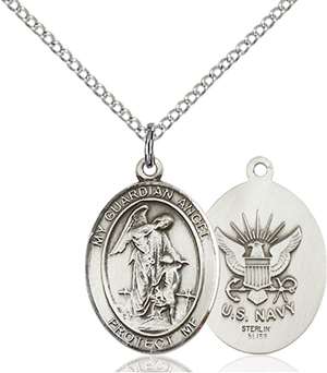 Guardian Angel / Navy Medal<br/>8118 Oval, Sterling Silver