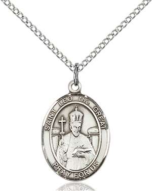 St. Leo the Great Medal<br/>8120 Oval, Sterling Silver