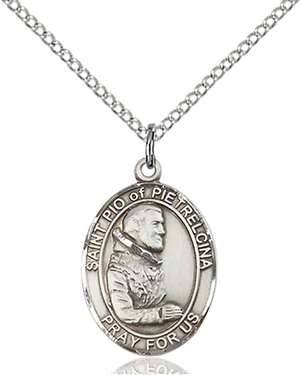 St. Pio of Pietrelcina Medal<br/>8125 Oval, Sterling Silver