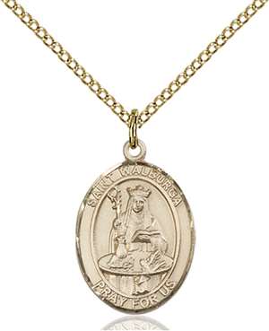 St. Walburga Medal<br/>8126 Oval, Gold Filled