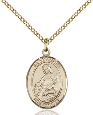 St. Agnes of Rome Medal<br/>8128 Oval, Gold Filled