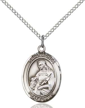 St. Agnes of Rome Medal<br/>8128 Oval, Sterling Silver