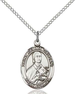 St. Gemma Galgani Medal<br/>8130 Oval, Sterling Silver