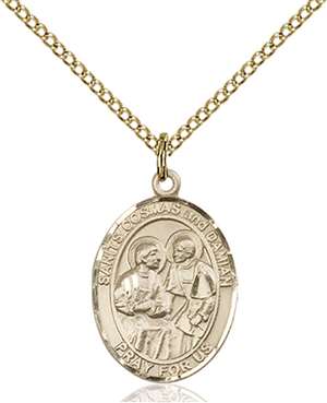 Sts. Cosmas & Damian Medal<br/>8132 Oval, Gold Filled