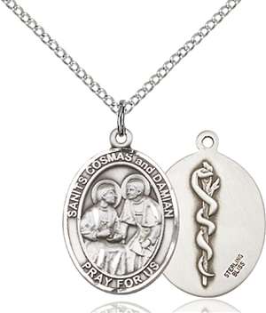 Sts. Cosmas & Damian/Doctors Medal<br/>8132 Oval, Sterling Silver
