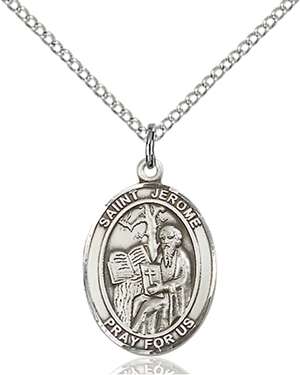 St. Jerome Medal<br/>8135 Oval, Sterling Silver