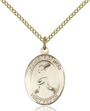 St. Sebastian/Baseball Medal<br/>8160 Oval, Gold Filled