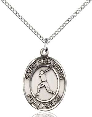 St. Sebastian/Baseball Medal<br/>8160 Oval, Sterling Silver