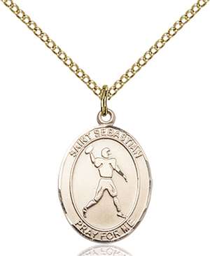 St. Sebastian/Football Medal<br/>8161 Oval, Gold Filled
