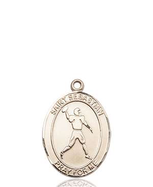 St. Sebastian/Football Medal<br/>8161 Oval, 14kt Gold