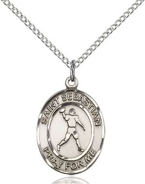 St. Sebastian/Football Medal<br/>8161 Oval, Sterling Silver