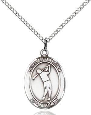 St. Sebastian/Golf Medal<br/>8162 Oval, Sterling Silver