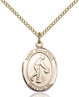 St. Sebastian/Basketball Medal<br/>8163 Oval, Gold Filled